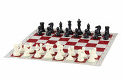 Vinyl roll-up chess board, white/red