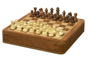 Juego de ajedrez MAGNÉTICO de 18 cm con tablero con incrustaciones y cajita para las piezas