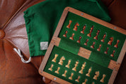 Wooden Magnetic Mini Chess Set with Inlaid Chessboard