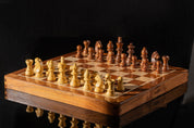 Wooden Magnetic Chess set with 30 cm inlaid chessboard