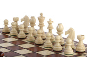 TOURNAMENT No 8 burned folding board, insert tray, wooden chess pieces