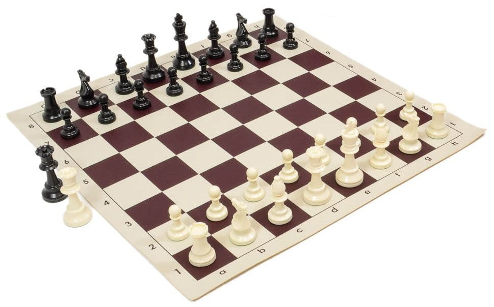 Juego de ajedrez pesado - figuras de plástico con peso metálico DCP03H (rey 96 mm) + tablero de ajedrez con campo de 57 mm en color marrón - Juego de ajedrez pesado - figuras de plástico con peso metálico DCP03H (rey 96 mm) + tablero de ajedrez con campo de 57 mm en color marrón