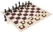 Juego de ajedrez pesado - figuras de plástico con peso metálico DCP03H (rey 96 mm) + tablero de ajedrez con campo de 57 mm en color marrón