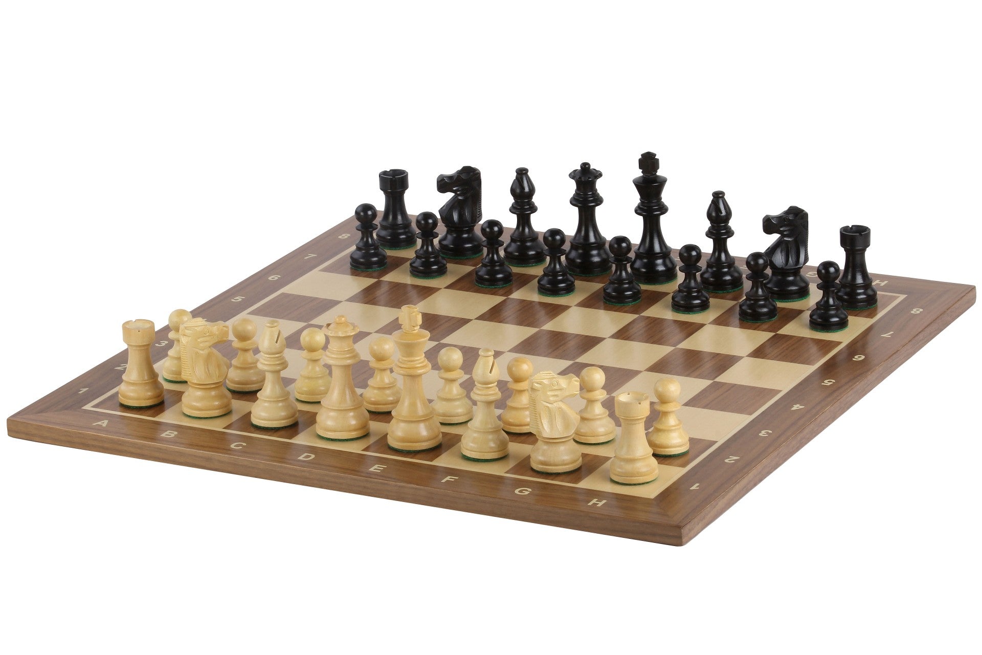 No5 Walnut Chessboard+ 3.5" French Ebonised pieces - No5 Walnut Chessboard+ 3.5" French Ebonised pieces